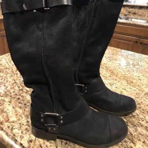UGG Black Suede RIDING Tall Boots Size 8.5